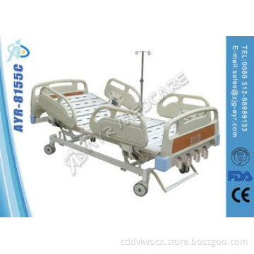 ABS Side Rail Rolling Manual Hospital Bed With Central Lock